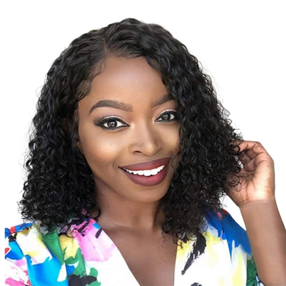 Perruque noire courte cheveux bouclés mode européenne pour femme