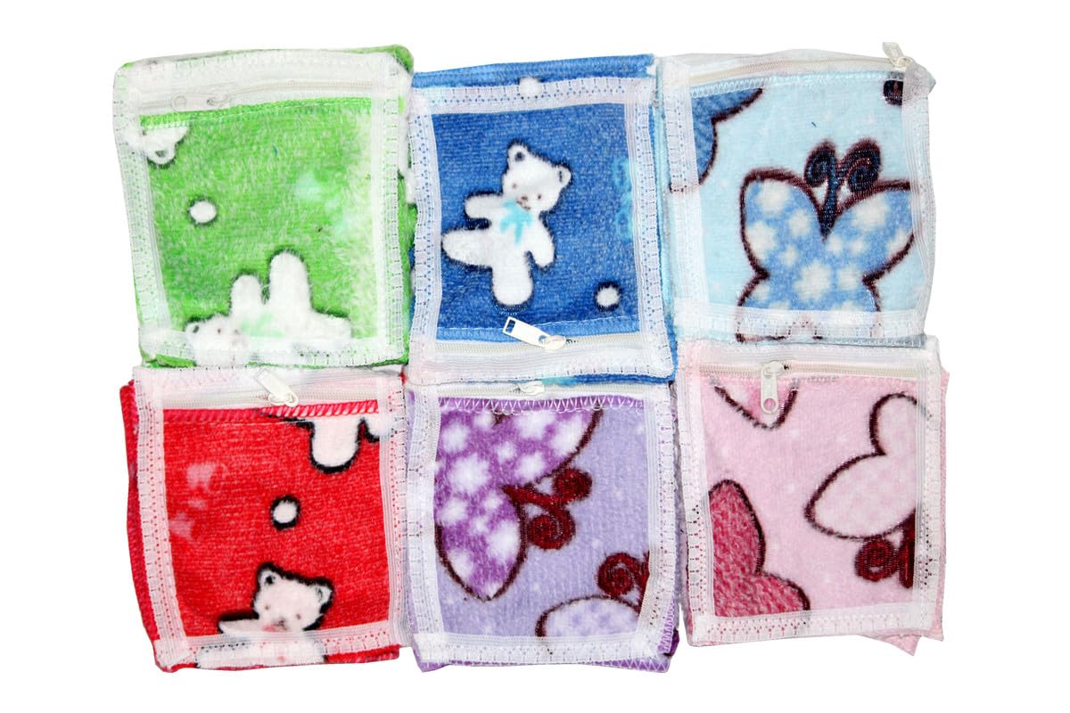 Floral Pattern Hanky/Handkerchief with Zip Pocket for Girls and Women (Multicolor, 9.5 X 9.5 Inch)-image-40