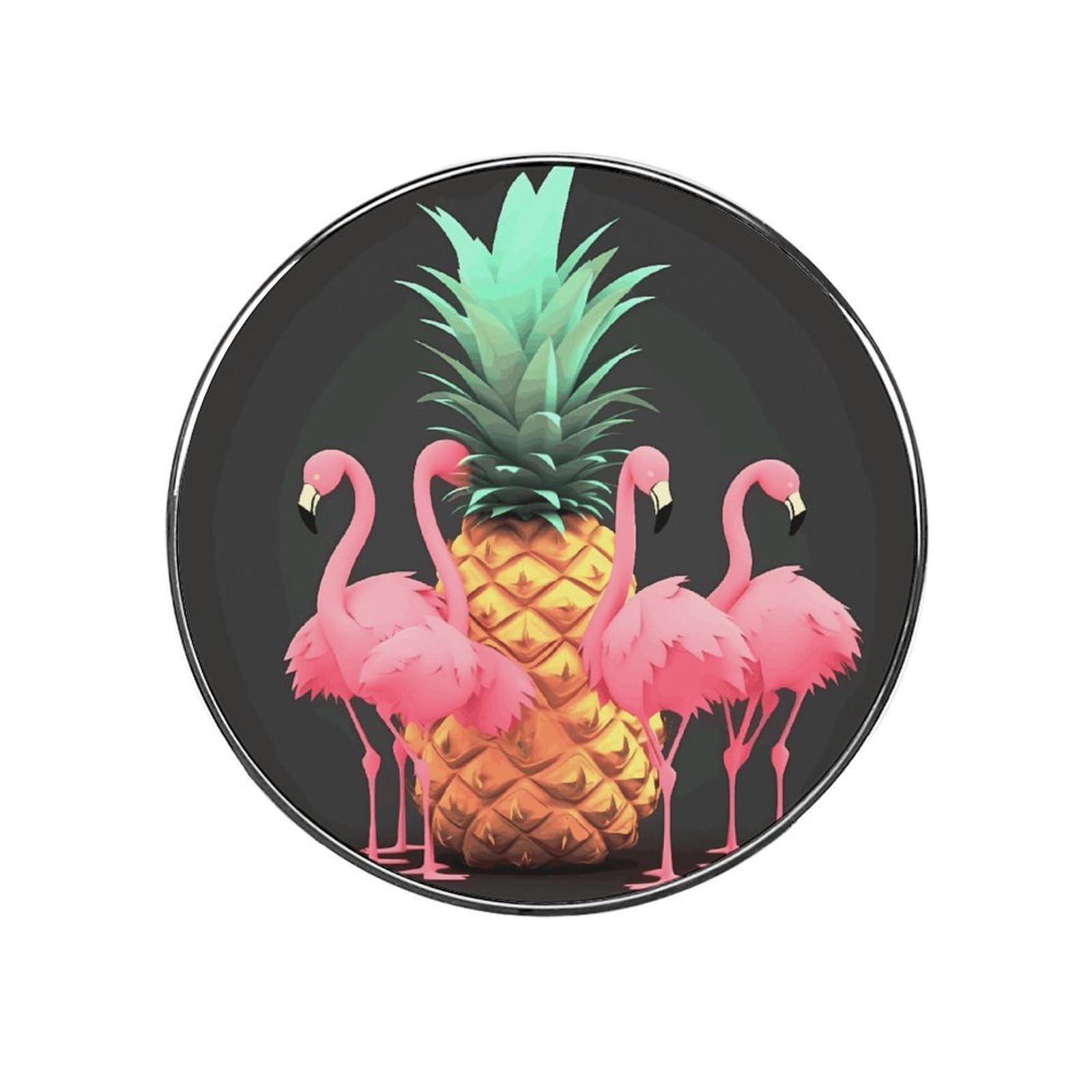Pineapple Flamingos Customizable Refrigerator Magnets, Strong Magnetic Fridge Stickers, Funny Round Decorative Fridge Magnets for Home Kitchen, Whiteboard, Locker, and Office
