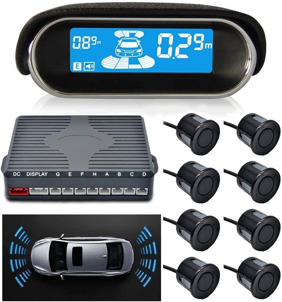 8 Ultrasonic Probe Parking Sensors 4 Voice Switchable LED Display Auto ...