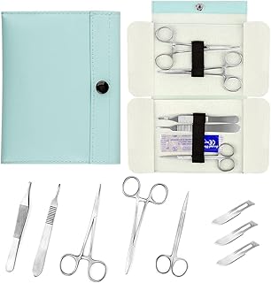 Ultrassist Suture Tool Kit Includes: Scissors, Adson Forceps, Needle Driver, Mosquito Forceps, Scalpel Handle; Complete Suture Instrument Kit for Educational Training - Green