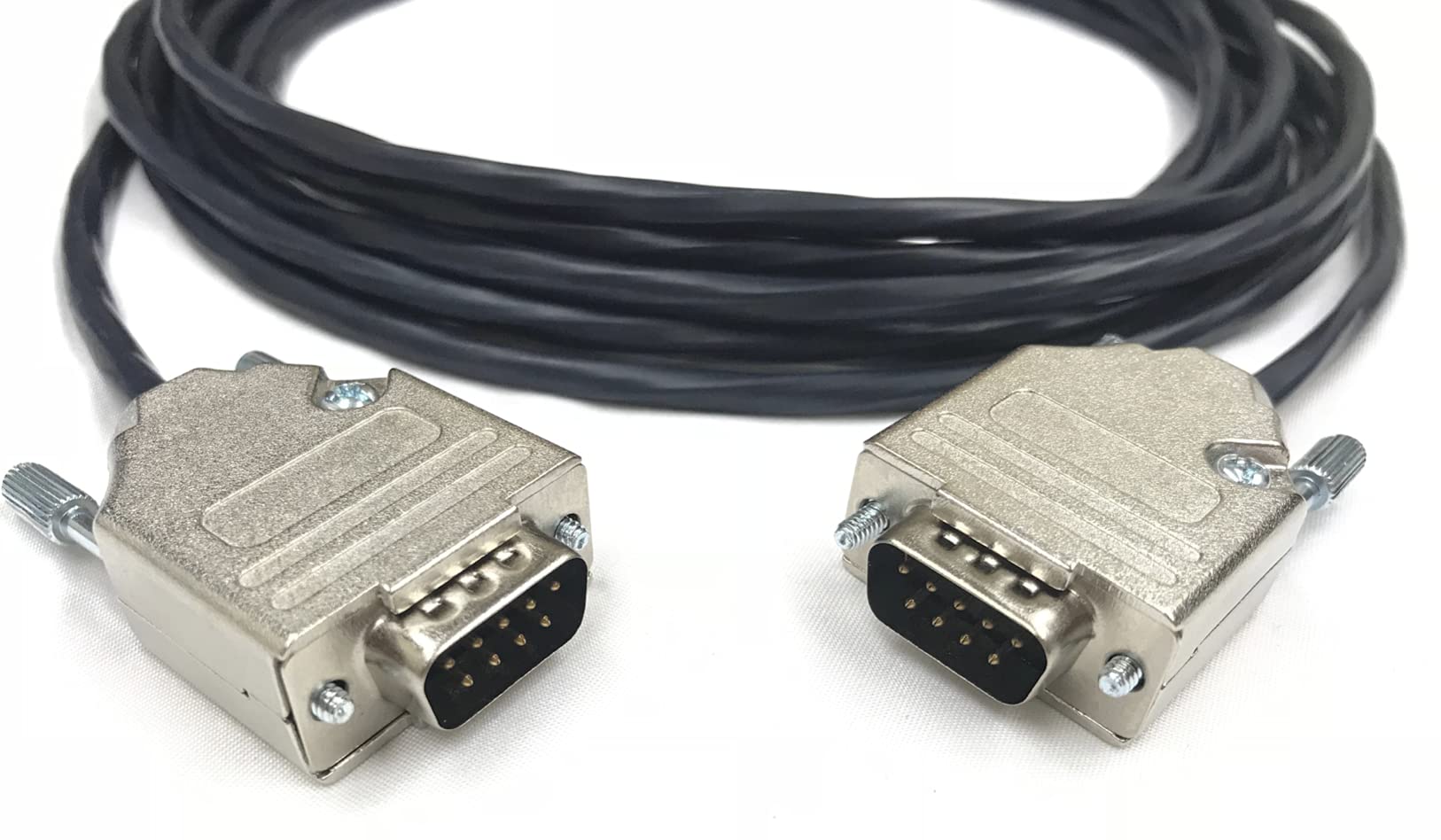 50 Foot DB9 Male to Male RS232 Plenum Serial Cable - 22 AWG with Plenum Black Jacket - Made in The USA by Custom Cable Connection