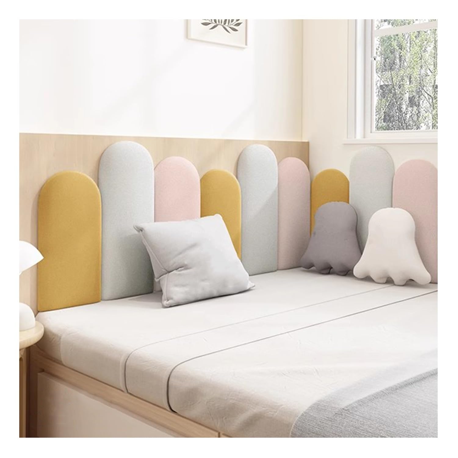 NURUGURE Peel and Stick Wall Panels Upholstered Cushioned Foam Backing Easy Install for Headboard Playroom Kids Room