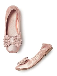 Marc Loire Woman Embellished Ballerina Flat Shoes| Slip-On Footwear with Stylish Design Suitable for Party & Casual Wear Rose Gold