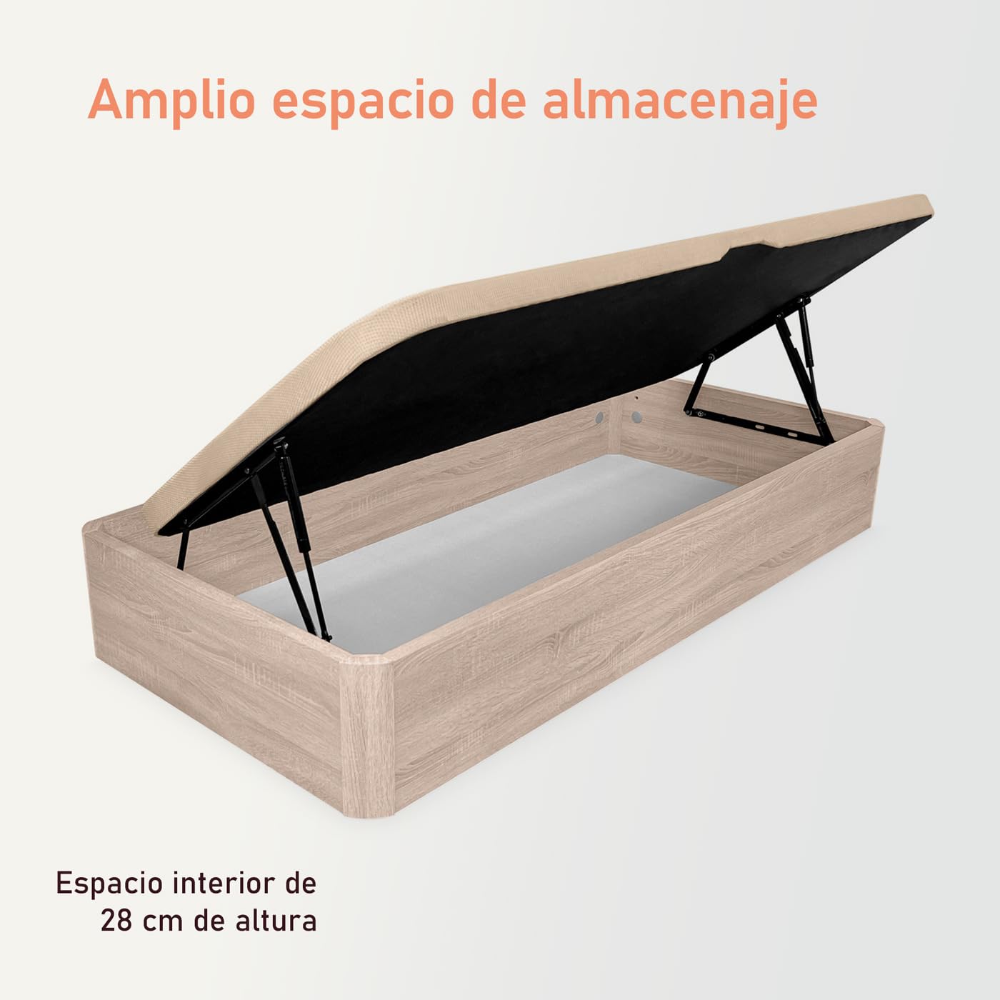 amuéblate Online - Pack Colchón Fit Reversible + Canapé Abatible Gran Capacidad con Apertura Lateral | Color Cambria 105 x 190