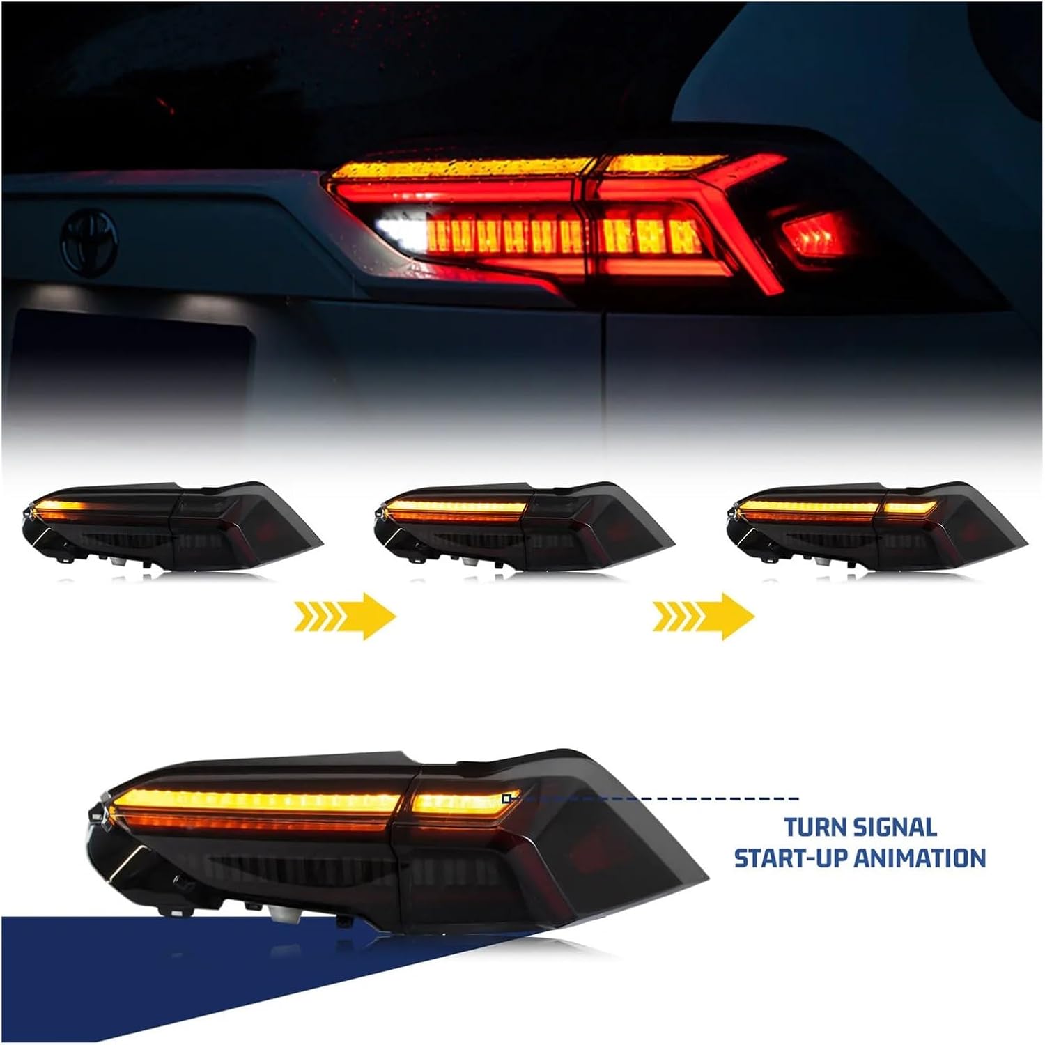 Start-up Animation Sequential Turn Signal Rear Lamps Assembly Tail Lights | Compatible With Toyota RAV4 2019-2023