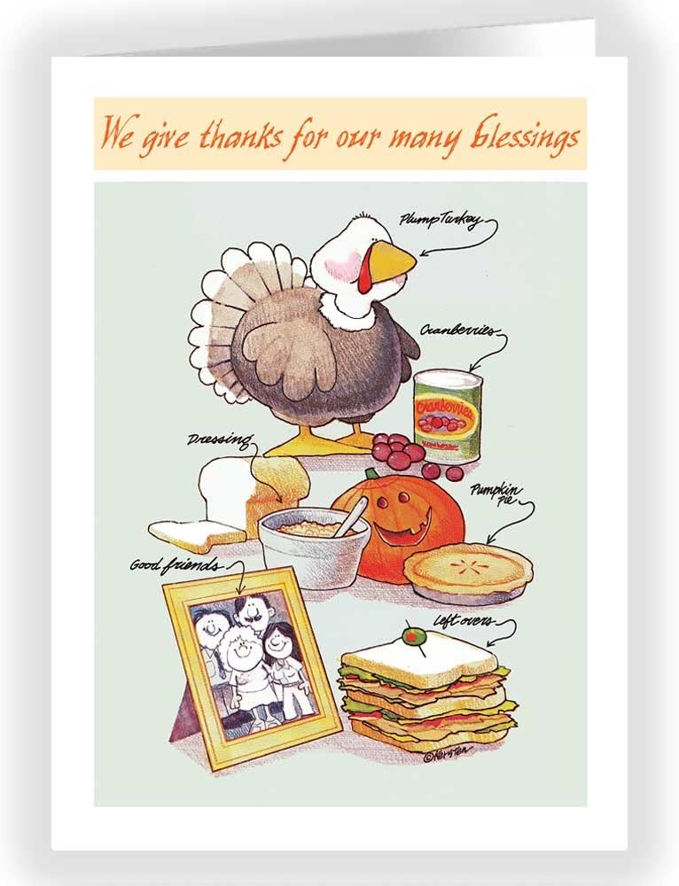 Giving Thanks Cute Thanksgiving Card - 18 Pack