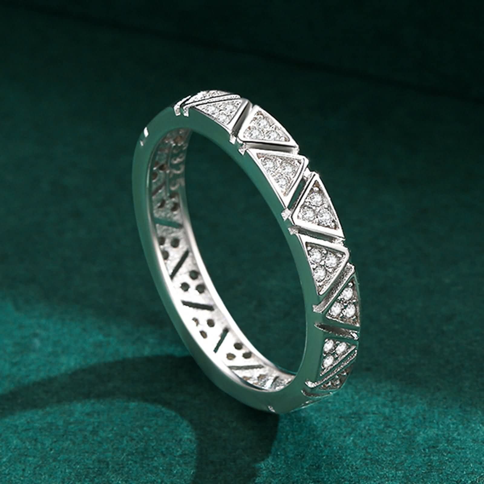 Anello da donna, in argento Sterling con triangolo, con strass e gioielli alla moda per lei, L 1/2, zirconia cubica