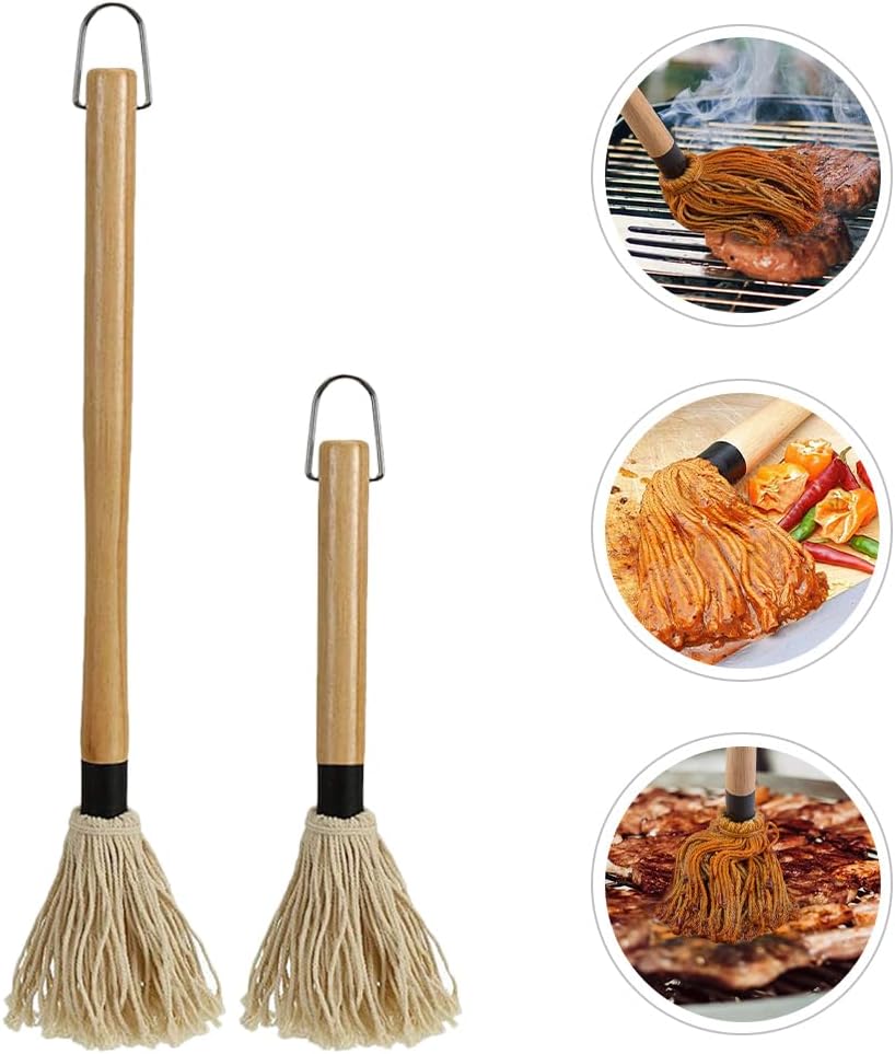 Amosfun 18.3 Inch Bbq Basting Mop 2-Pack Grill Sauce Brushes with Long Handle for Grilling Roasting and Outdoor Cooking