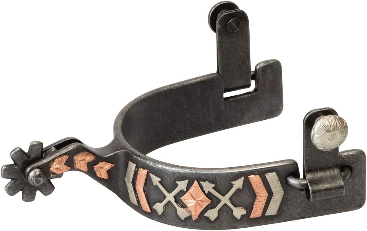 Weaver Leather Men's Spur with Arrow Crossing Design, Black Multi Arrow Crossing