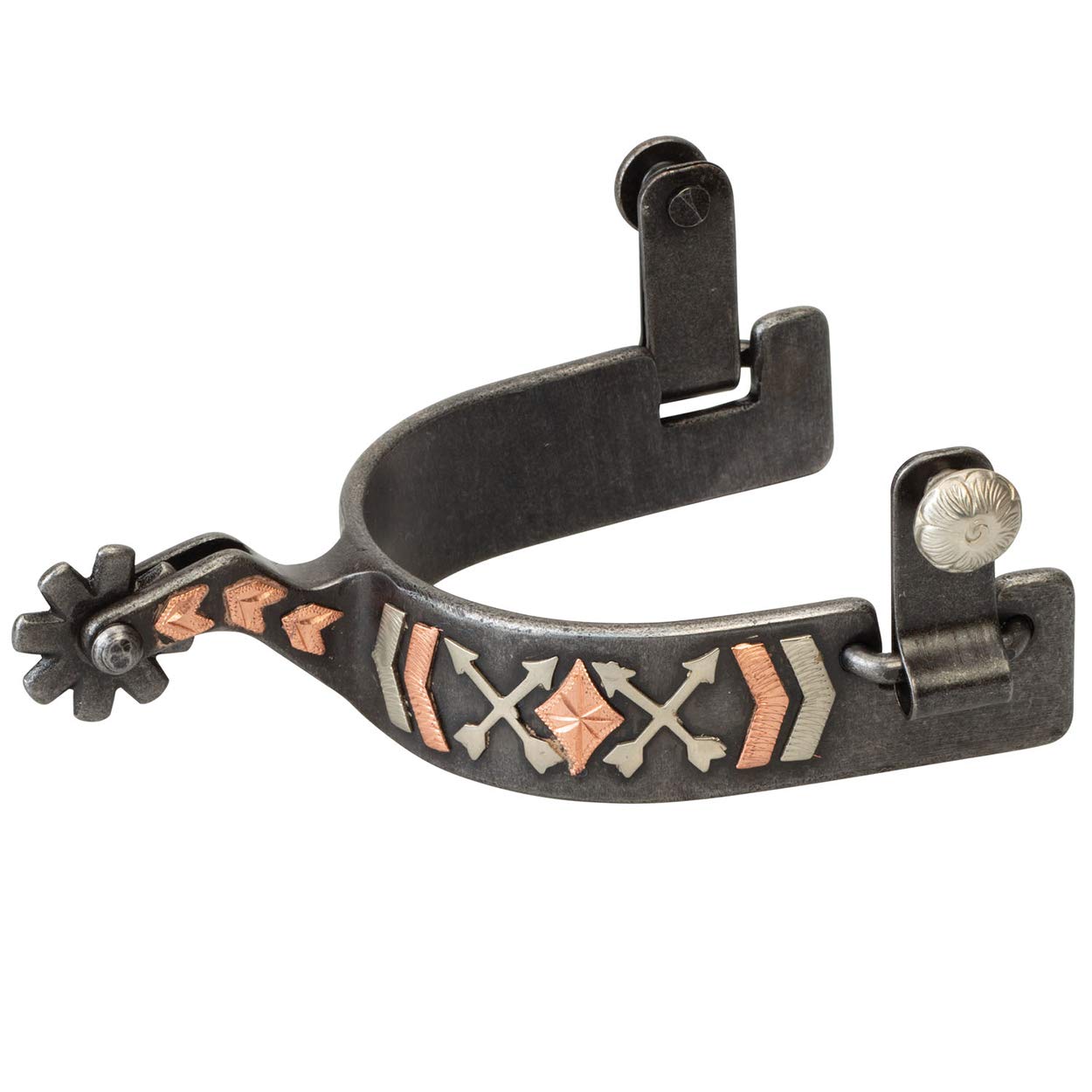 Weaver Leather Men's Spur with Arrow Crossing Design, Black Multi Arrow Crossing