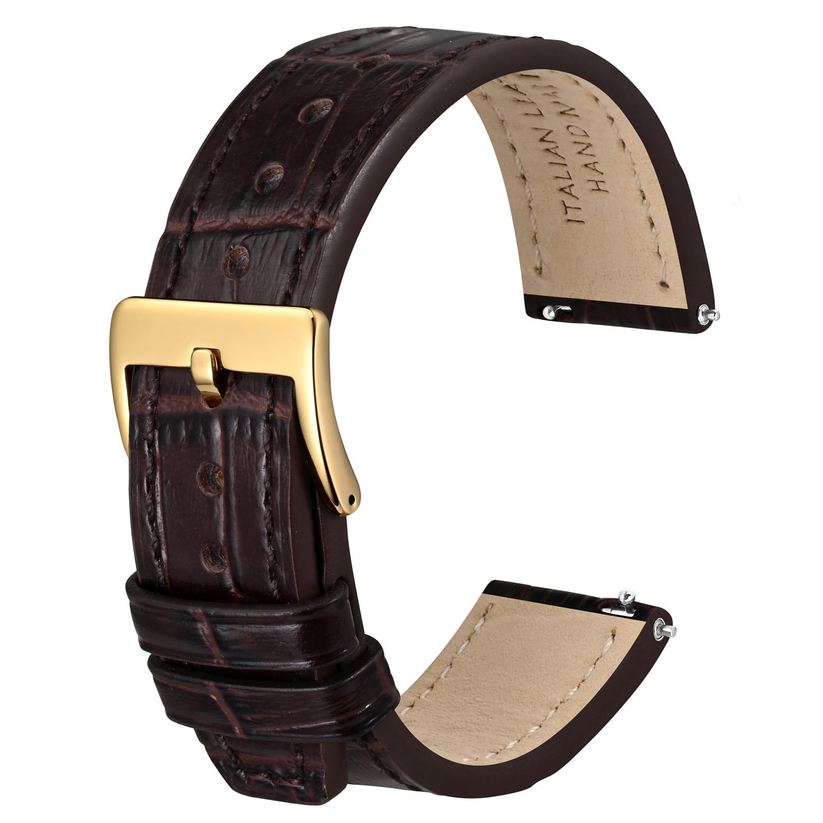 Anbeer Italian Alligator Grain Embossed Pattern Leather Watch Band,Quick Release Calfskin Replacement Watch Strap for Men Women,Band Width 18mm 20mm