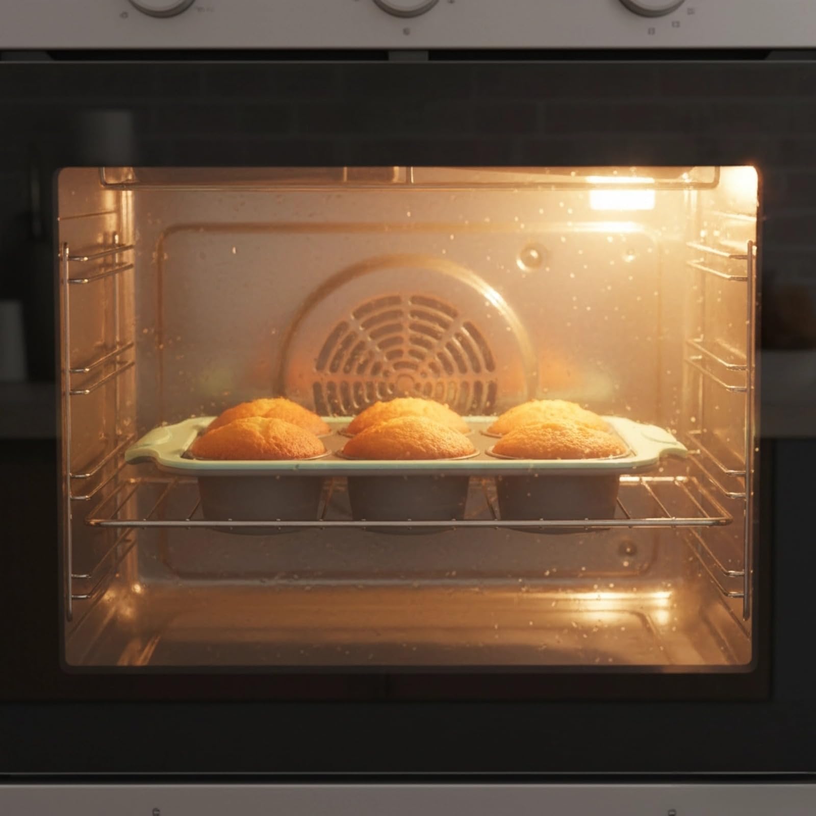 Lot de 2 moules à muffins en silicone, 6 cavités, avec cadre en métal, 28,9 x 17 x 4,1 cm, moule à cupcakes pour muffins, gâteaux, pain, gris vert, adapté au contact alimentaire