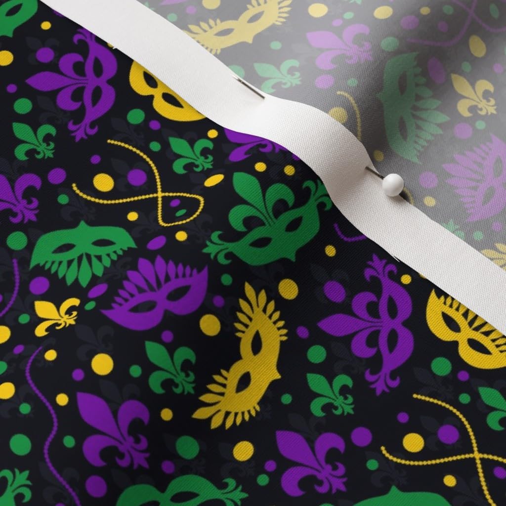 Spoonflower Fabric - Mardi Gras Holiday Beads Fleur De Lis Confetti Carnival Printed on Cotton Poplin Fabric by The Yard - Sewing Shirting Quilting Dresses Apparel Crafts