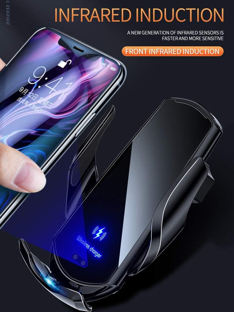 Q3 15W Smart Sensor Auto Magenetic Ladegerät Smart Sensing Wireless Ladegerät Automatischer Klemmarm 360 Grad Kugelgelenk Pivot für Serie für -Serie (Blau)…