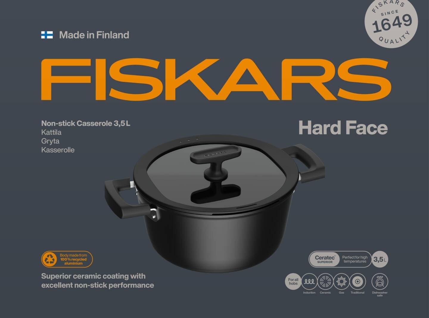 Fiskars Non-Stick Hard Face Casserole Dish 3.5L