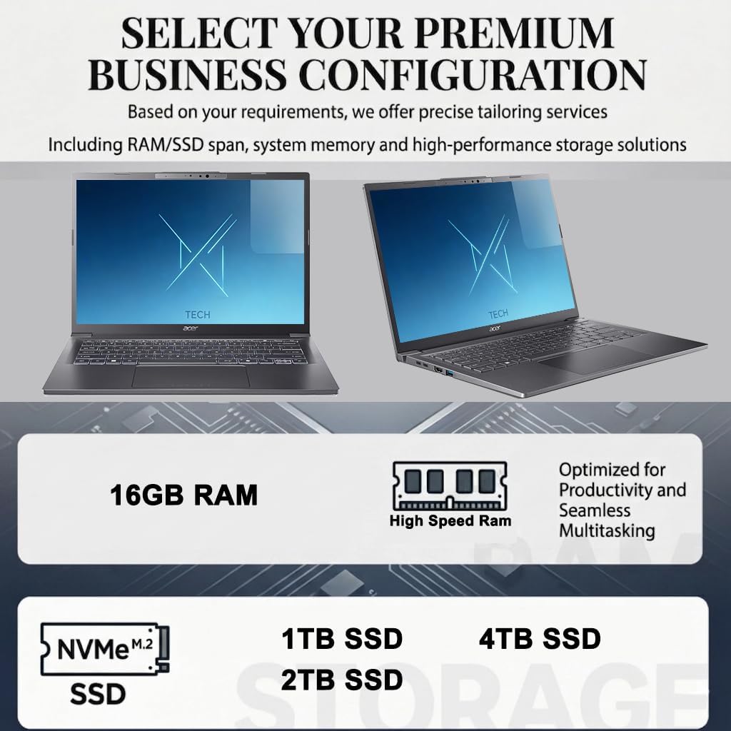 iCarp Customized Laptop Made with Acer Aspire 14 AI Portable Laptop 14" WUXGA Matte Touch Intel 8-core Ultra 5 226V Up to 40 Tops 16GB RAM 1TB/2TB/4TB SSD for Creator Business Professional Win11 image 2