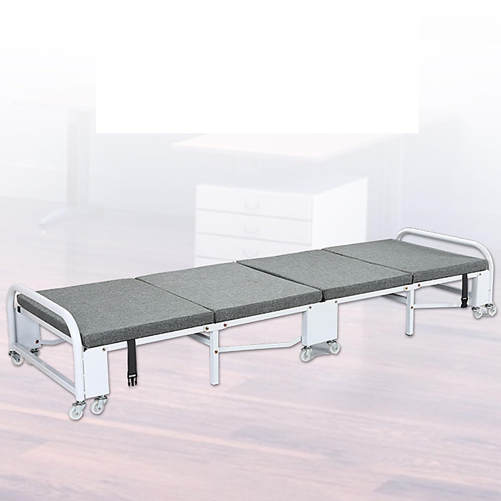 Klappbett mit Matratze Metall Klappbett, Tragbares Büro Klappbett, Stark Belastbar, Keine Installation Erforderlich, mit Rollen, für Haus, Büro, Camping(190 * 70 * 30cm)