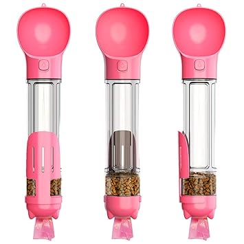 Patgoal Dog Water Bottle Portable,Dog Water Bottle Dispenser with Food Container Dog Poop Bag Holder and Pooper Scooper 3 in 1 Pet Dog Water Bottle for Travel Walking Hiking