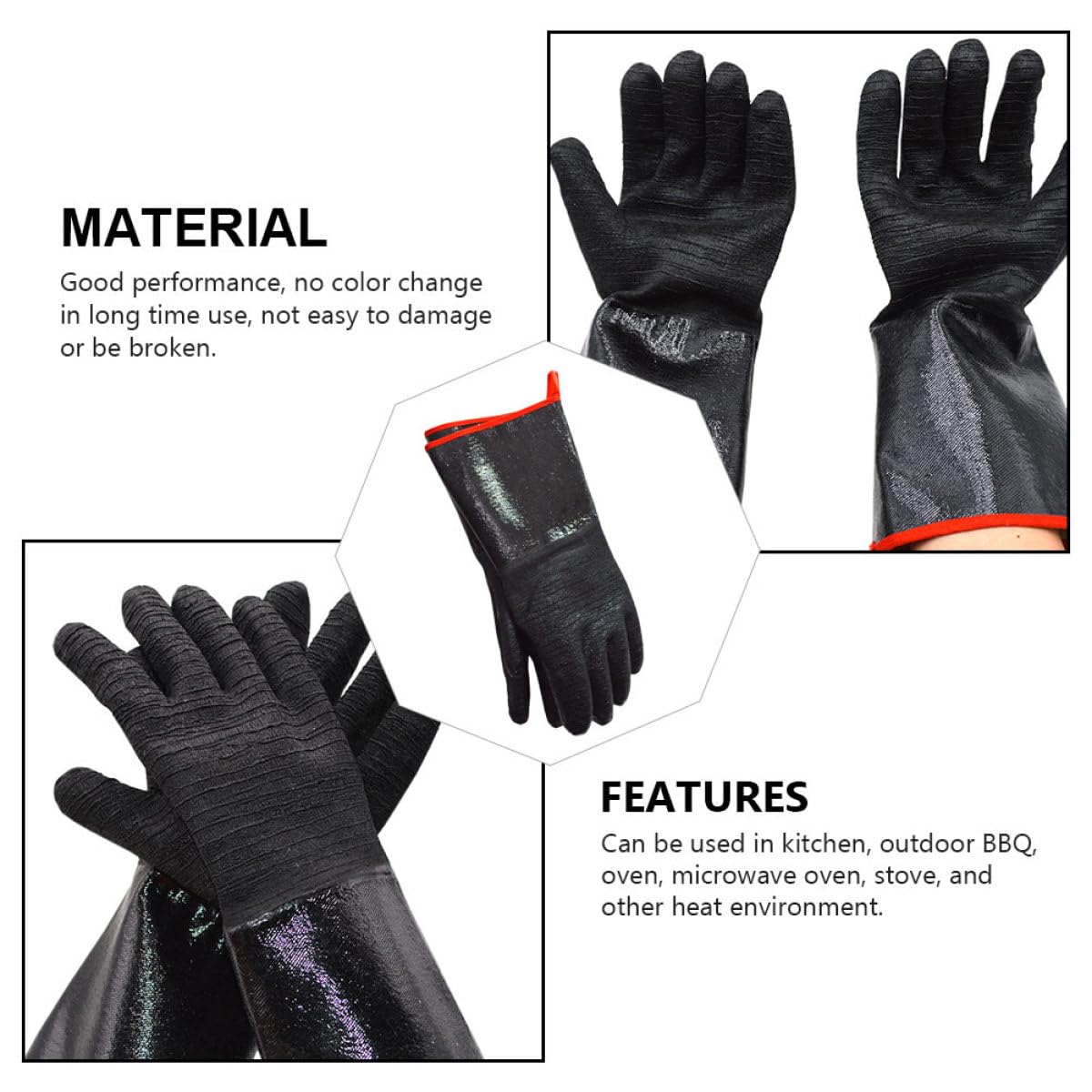 Guantes Resistentes al Calor 1 Par de Neopreno Negros