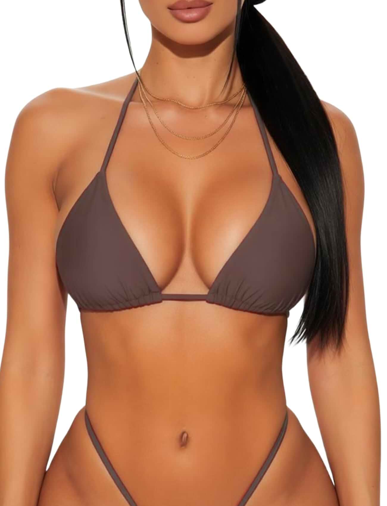 Women's Triangle Bikini Top, Adjustable Halter String Removable padded cups,adjustable halter ties and self-tie back provide coverage for beach,pool,cruise,resort and travel