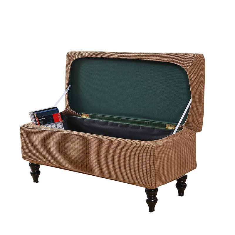 Image of FUANGUI Ottoman Cover Stretch Storage Ottoman Bench Slipcover Printed Folding Storage Bench Ottoman Cover Footrest Stool Slipcover Footstool Protector Cover with Elastic Bottom,Large