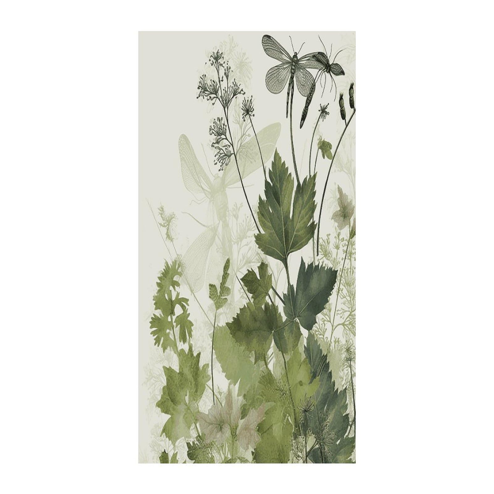 Fekiloot Style Foliage And Herbs With Dragonflies Door Curtain Room Divider Curtains