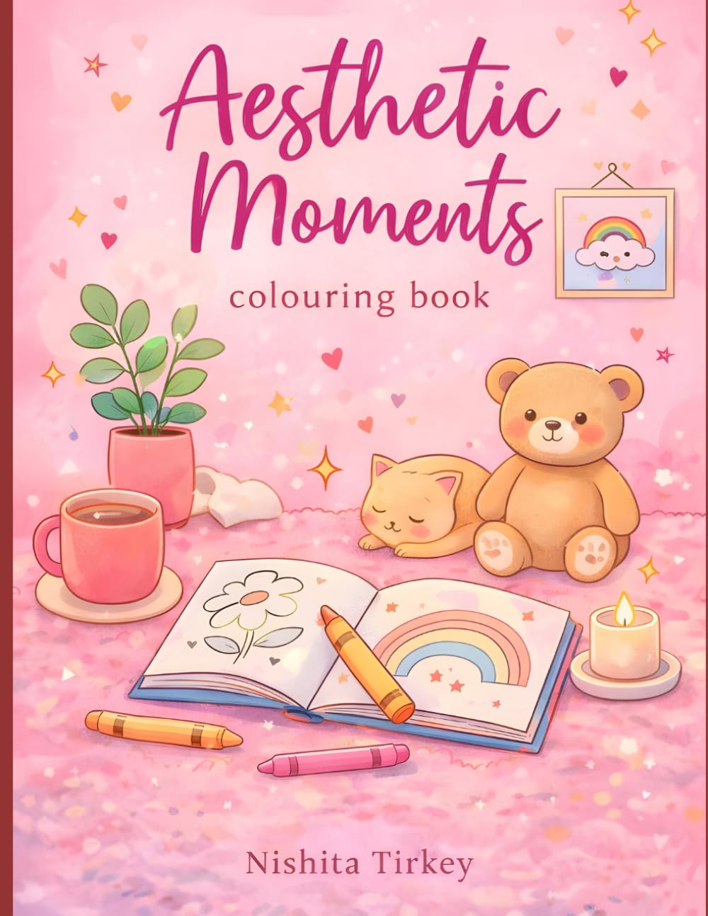 Aesthetic moments colouring book: Relaxing & Easy Cute Illustrations for Stress Relief, Mindfulness, and Creative Fun (Ages 16–23)