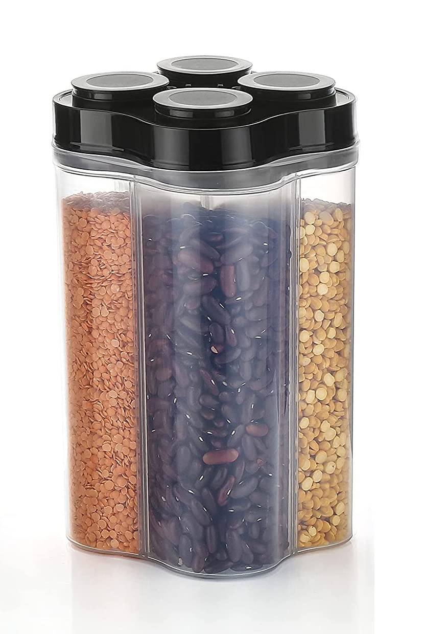 LEAWALL 4 Section Container Jar for Grocery, Fridge Container (2500ML,Pack Of 1) (BLACK) (B0B752YK8C) Amazon Price History, Amazon Price Tracker