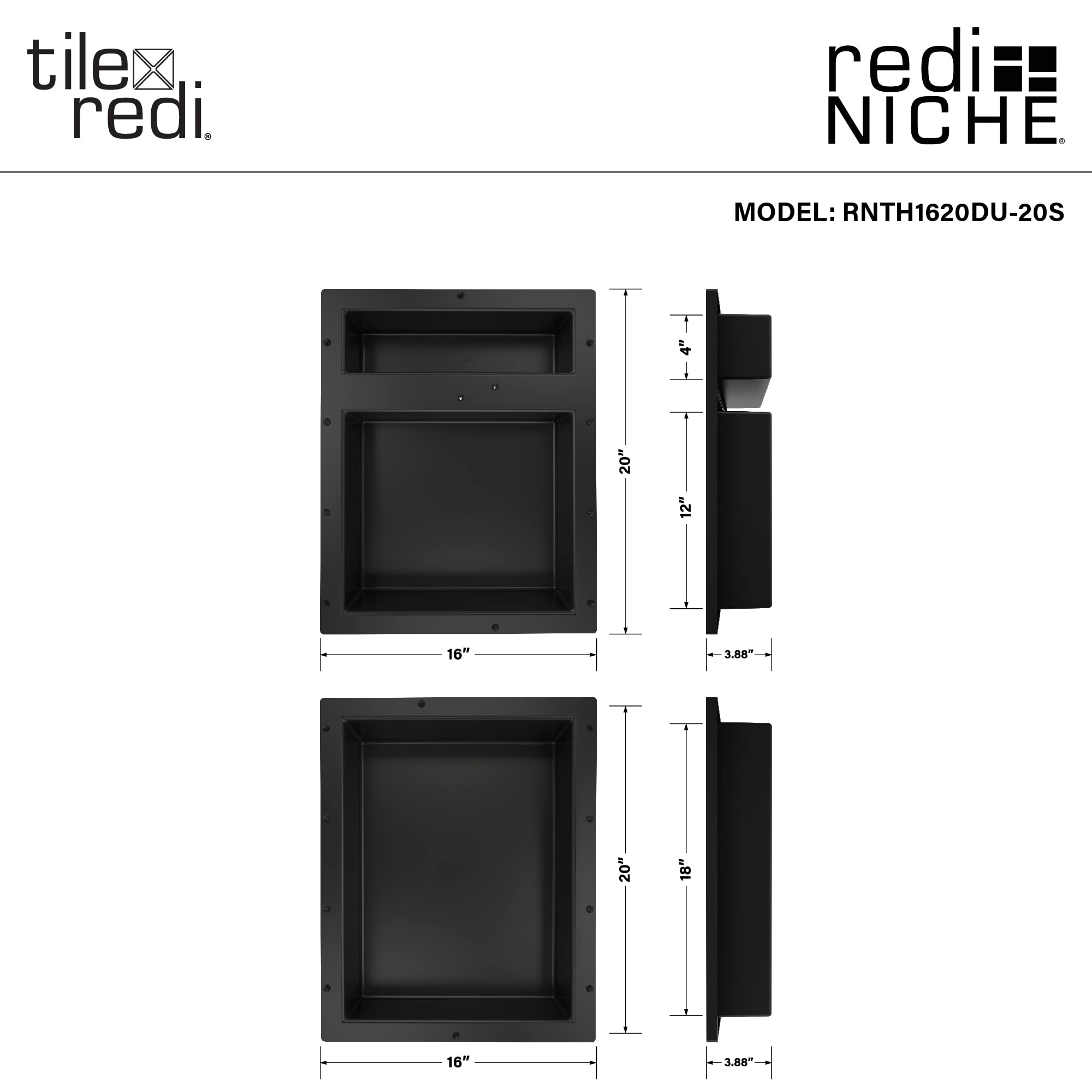 Tile Redi USA RNQH1620D-20DU - Mensola a quadrupla Redi