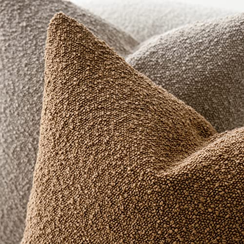 Foindtower Pack of 2 Textured Boucle Throw Pillow Covers Accent Solid Lumbar Pillow Cases Cozy Soft Decorative Couch Cushion Case for Chair Sofa Bedroom Living Room Home Decor, 12 x 20 Inch,Tobacco - Image 5
