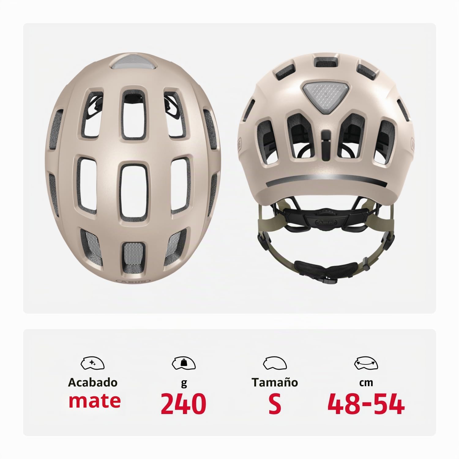 ABUS Youn-I 2.0 - Casco de Bicicleta con luz para niños, jóvenes y Adultos jóvenes