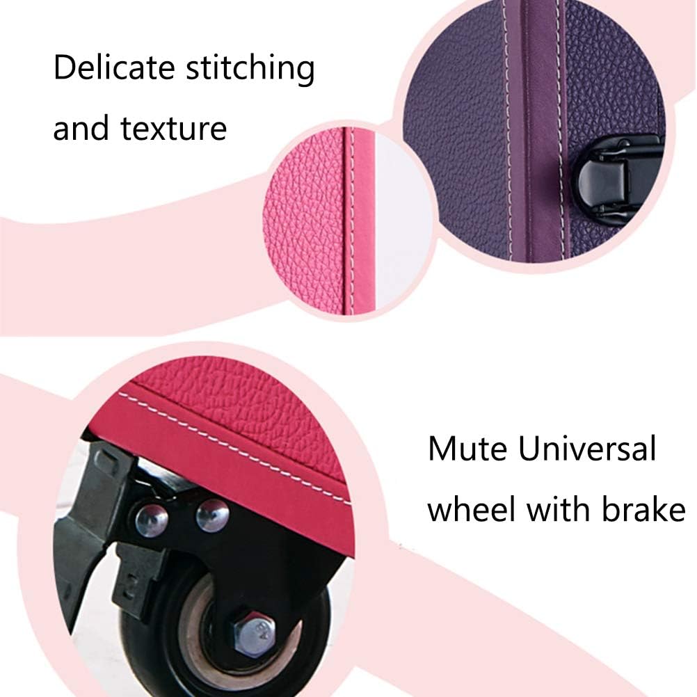 PVC Trolley Cosmetic Case Professional Large-Capacity Waterproof and Wear-Resistant with Universal Wheel Makeup Nail,Black (Pink)