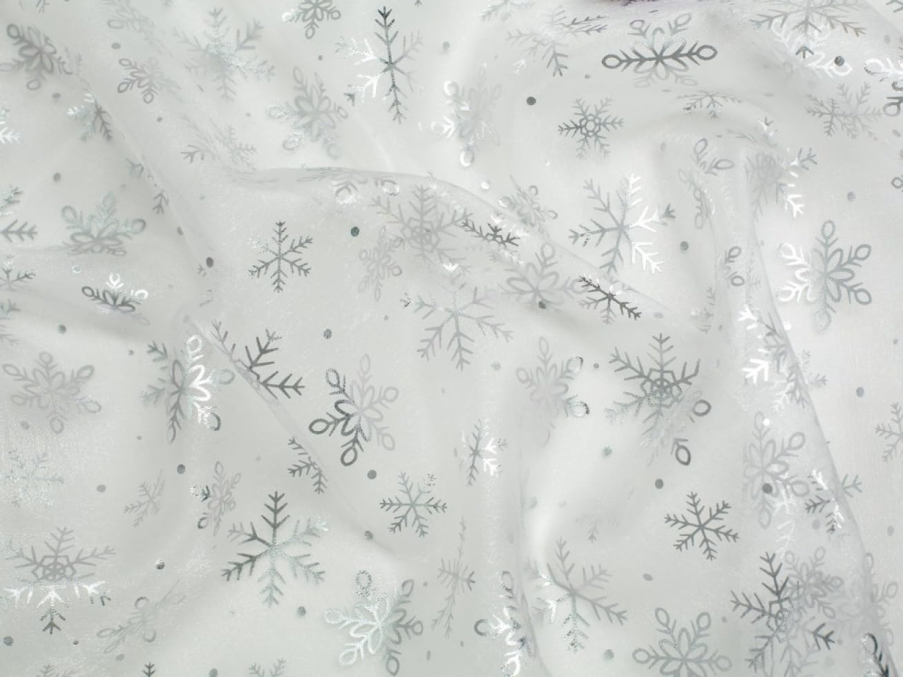 Minerva Snowflake Organza Fabric White - per metre