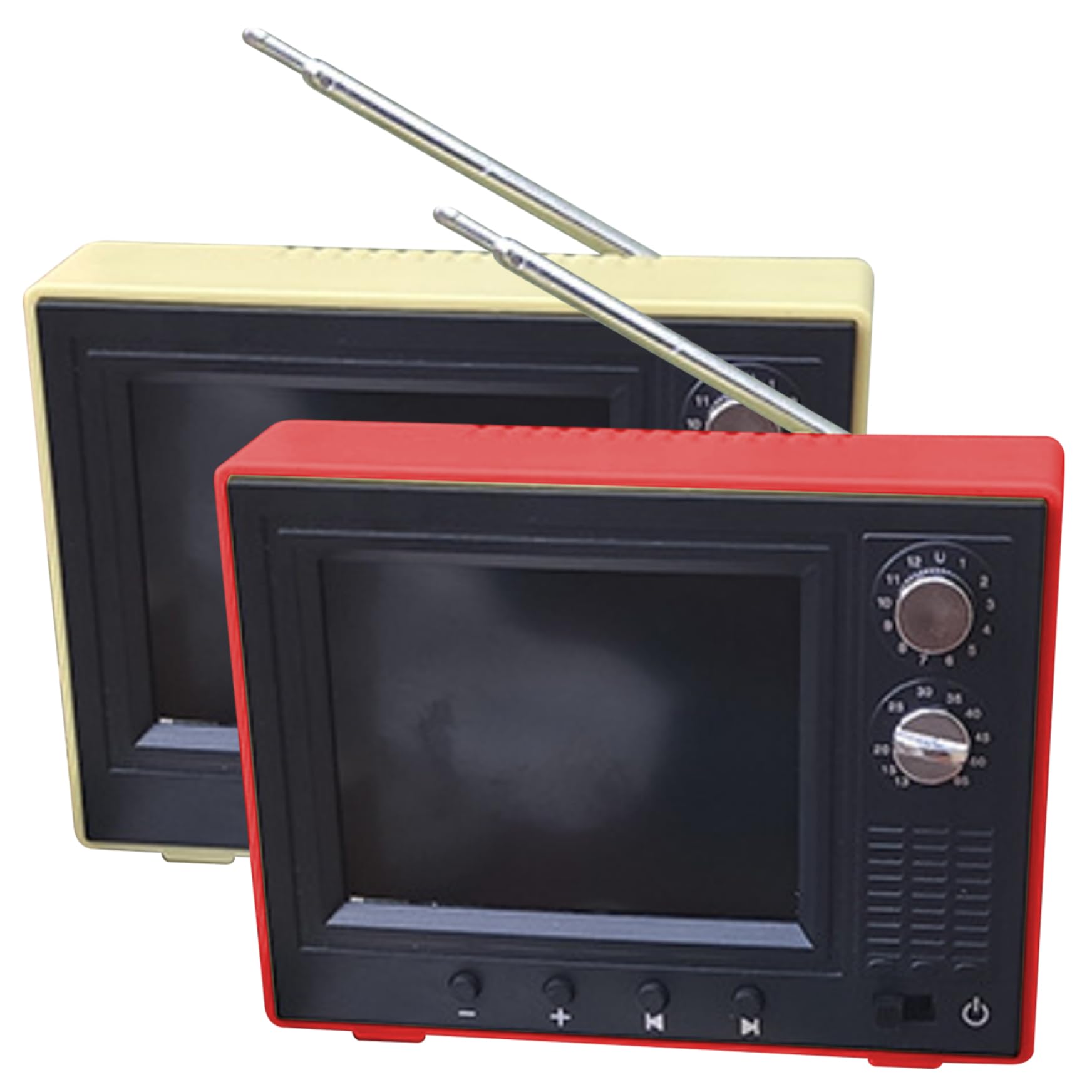 Mini Téléviseur Vintage 1:12 Rechargeable USB – Écran LCD Et Antenne Rotative 180° Pour Maison De Poupée, Accessoire DIY Jaune