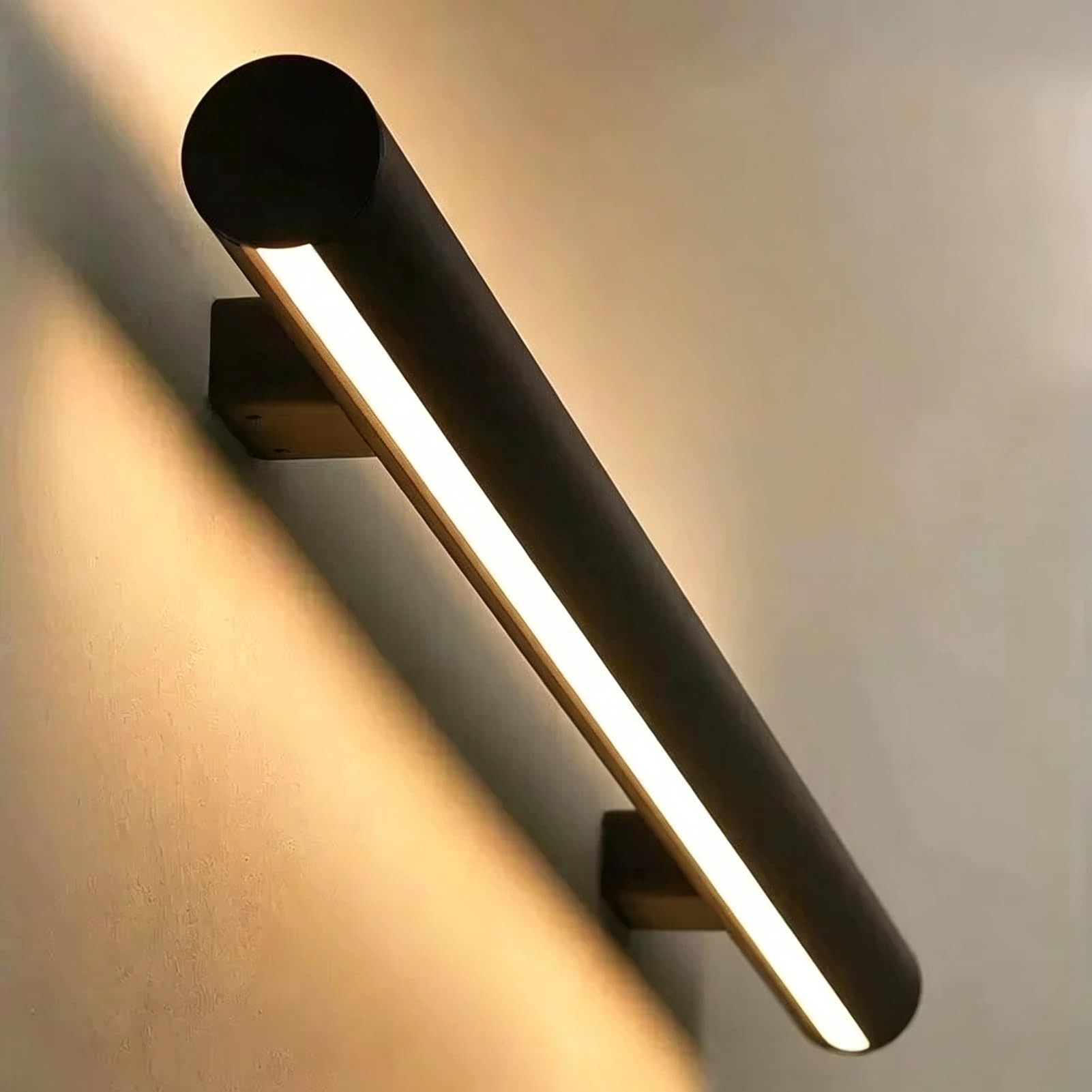 Jievmrs Stair Handrail with Led Motion Sensor Light, Wall Mount Hand Rails for Indoor Stairs/Aisle, Matte Stair Rail Bar with Bracket & Motion Sensor Device(Left,130in/330cm)