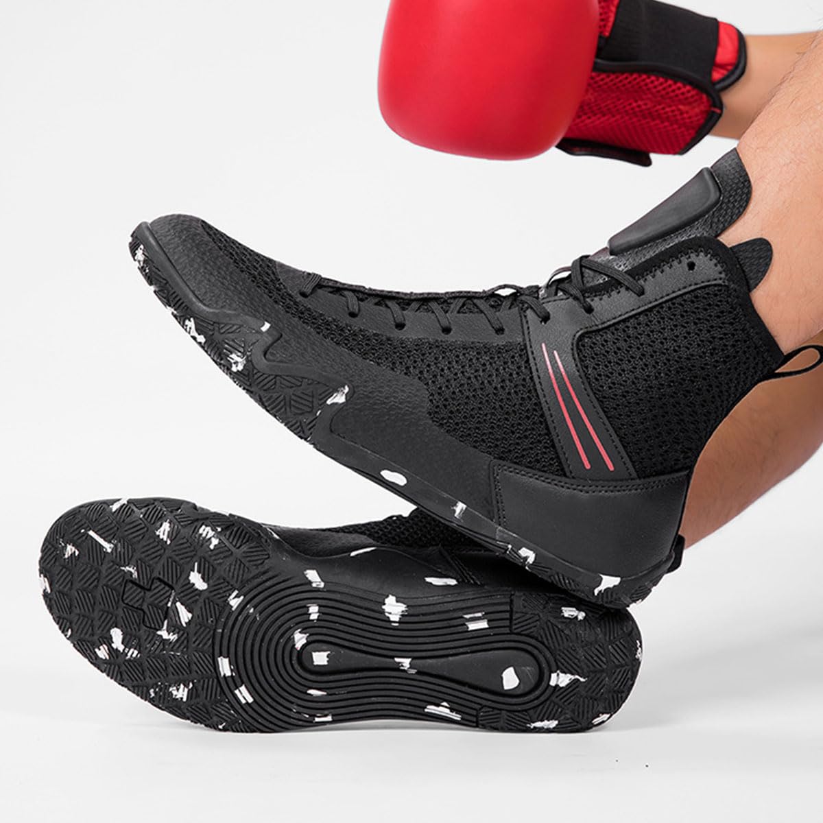 Scarpe da Boxe & Wrestling Professionali Stivali da Boxe per Uomo Donna per Sollevamento Pesi, Palestra, Squat Stacco