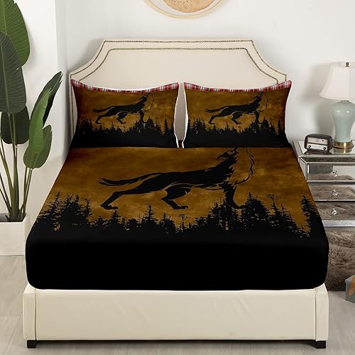 Miniatura 8 de Sábanas bajeras de campamento para cámper, tamaño Queen, juego de ropa de cama a rayas coloridas con temática de aventura de oso bosque, sábanas de