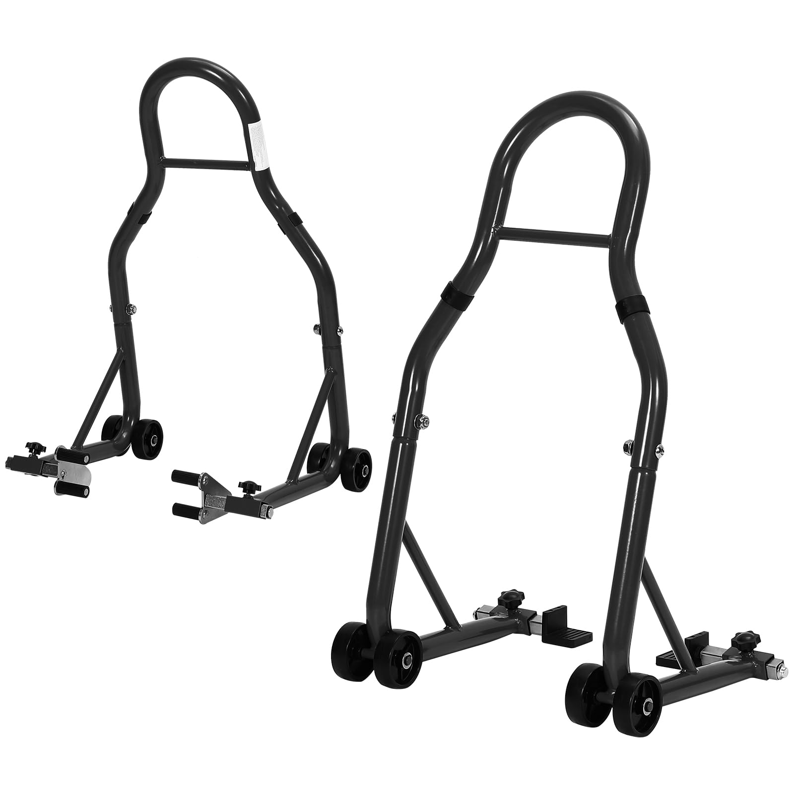 GarveeTech Cavalletto per moto, 408,2 kg, anteriore e posteriore, universale, compatibile con la maggior parte delle moto sportive e moto Y amaha H onda K awasaki S uzuki B M W, nero