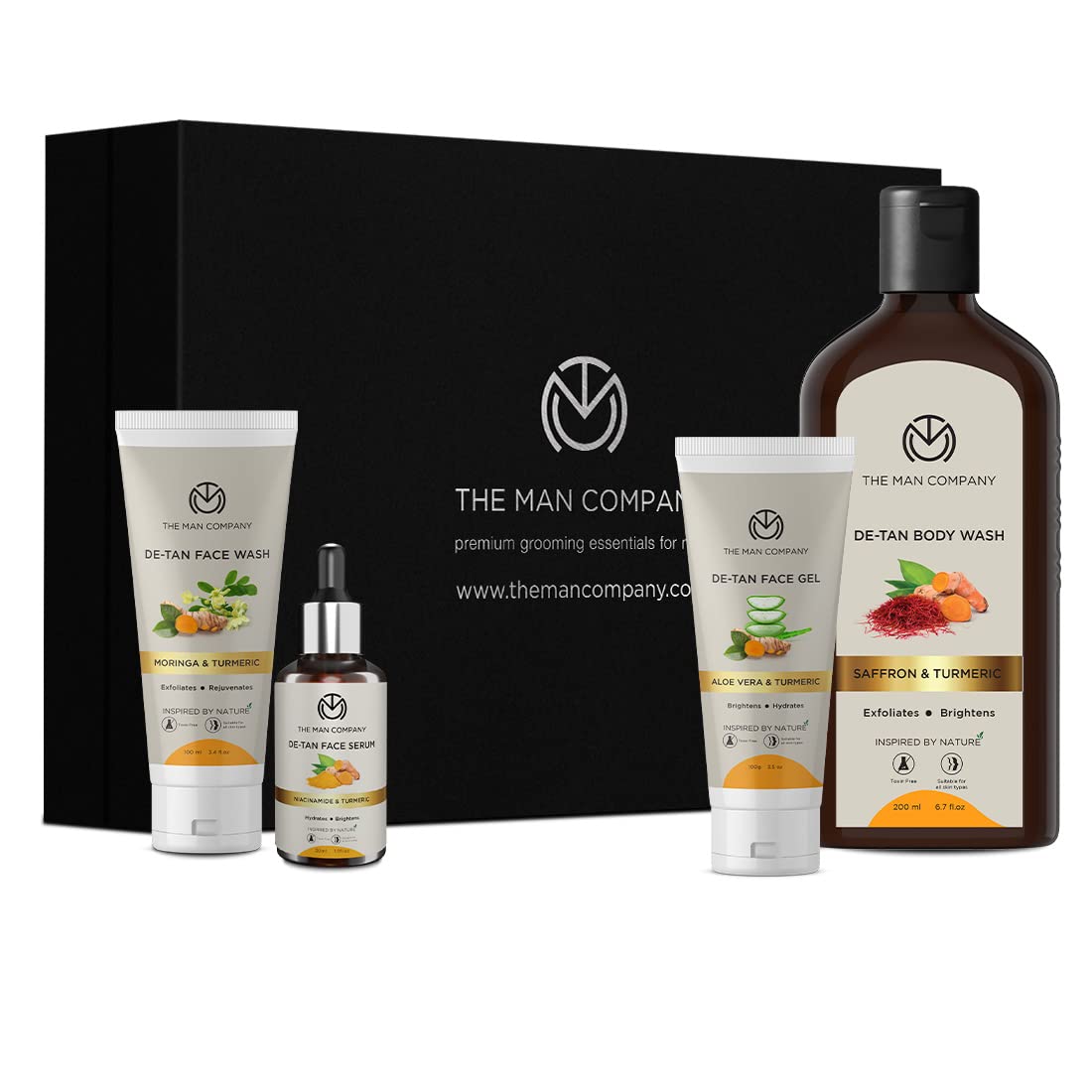 The Man CompanyUltimate De Tan Face Care Kit with Face Wash, Face Gel, Body Wash, Face Serum | Get Tan Free Skin | Gift Set