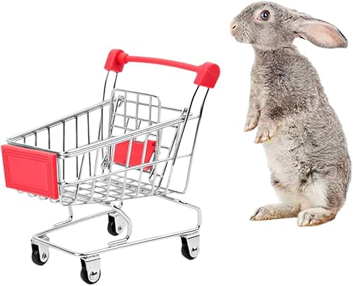 Miniatura 6 de Juguete de conejo Conejito Mini carrito de la compra Pequeño Animal Supermercado Carrito de mano erizos Loro Pájaro Gatos Ratones Cerdos holandeses