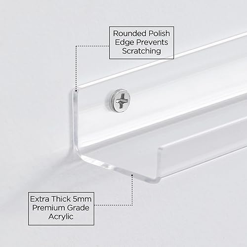 Miniatura 4 de HBlife Paquete de 6 estantes de vinilo para montaje en pared, soporte para discos de acrílico transparente de 4 pulgadas, estantes de exhibición de