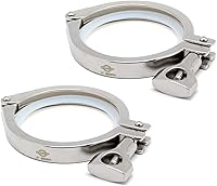 Vista 15 de Acero inoxidable 304 Single Pin Heavy Duty Tri Clamp con tuerca de ala para virola TC 1.5 "con 1 unid junta de silicona