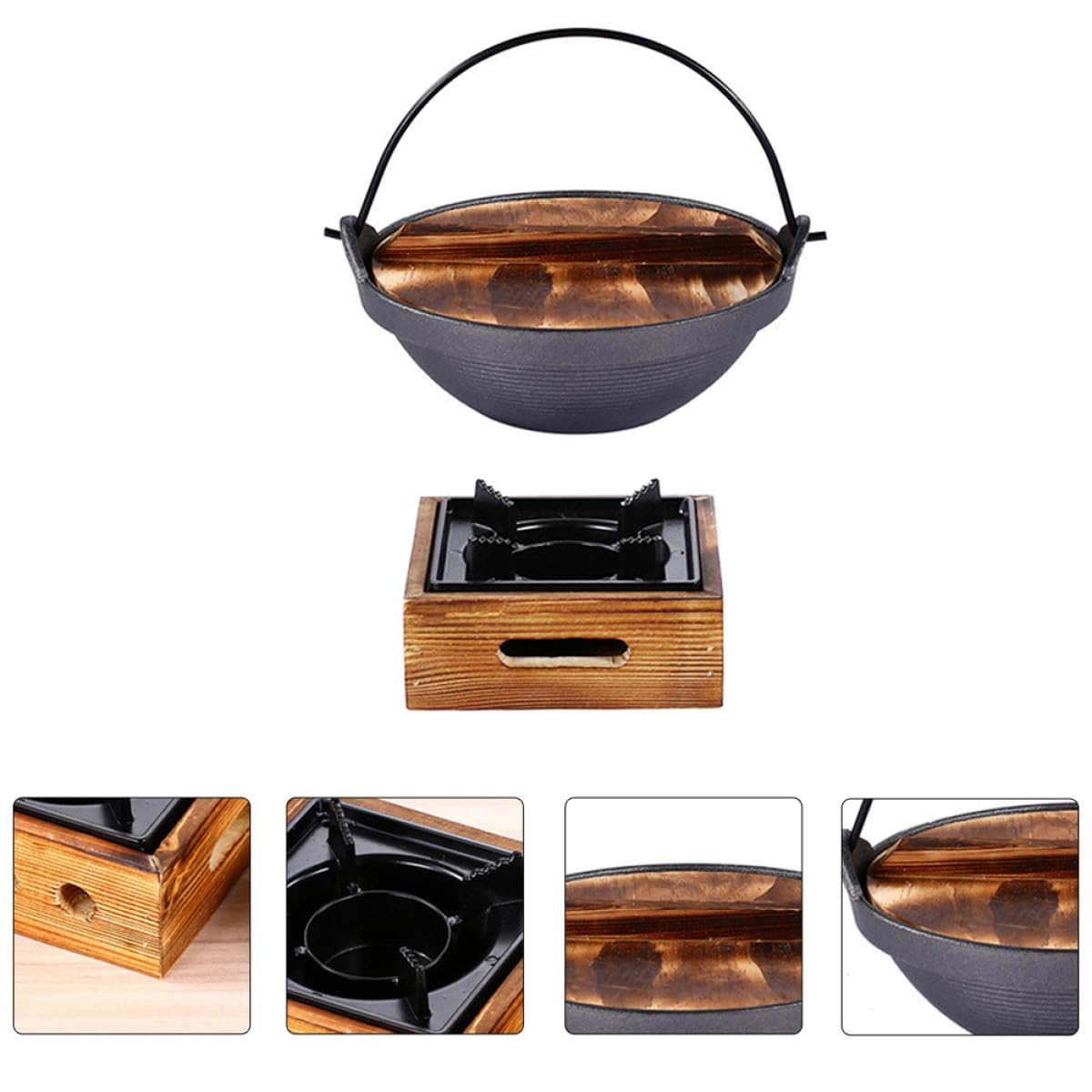 Cabilock Olla de Hierro Fundido Adecuado para Estofados y Uso en Inducción Resistente al Óxido y Fácil de Limpiar para Cocina Japonesa
