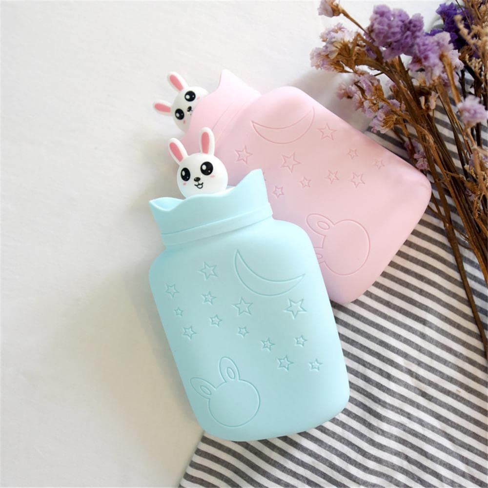 Borsa per acqua calda con motivo a stella e luna, 330 ml, in silicone, per alleviare il dolore e per le mani, per le donne, per ragazze e ragazze, 1 pezzo