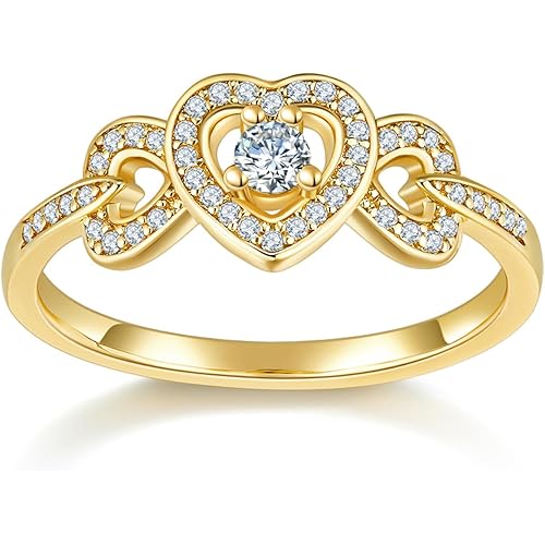 MINDDHA 14K Gold/White Gold Plated Rings- Cubic Zirconia Simulated Diamond Band For Wedding- Love Infinity Silver Gold Rings for Women- 2mm Band Size 4-12