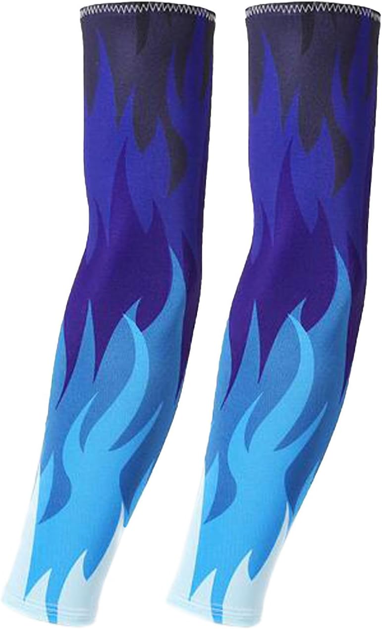 Crasy ShopUnisex Flame UV Cut Arm Sleeves Summer Outdoor Sports Sun Protection Armwarmers for Running, Golf, Cycling, Basketball, 1 Pair