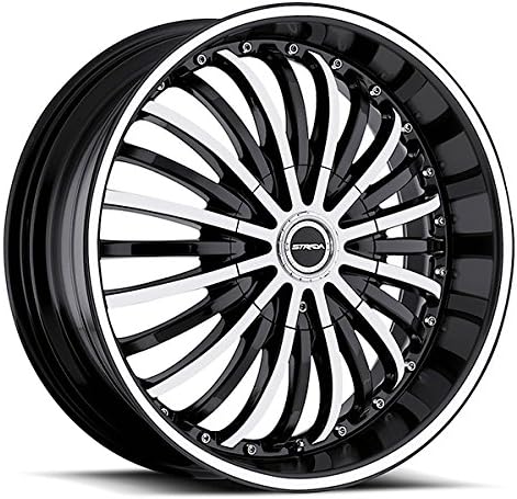 22" Inch Strada Spina Black Machine Wheels Rims Only | Set of 4 | Includes Free Wheel Club LA T-Shirt | Fits Audi Mercedes BMW Infiniti Dodge Cadillac Chevy Ford Lexus Nissan Hyundai