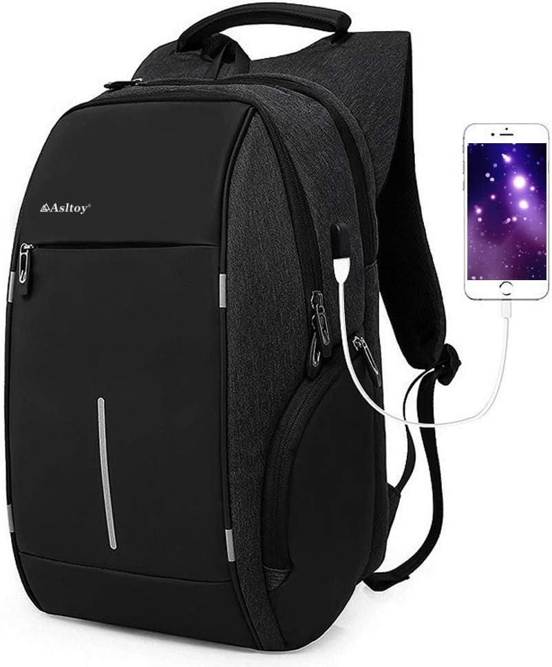 Laptop Backpack Rucksack Asltoy 15.6 inch Notebook Business Backpack Large Capacity Anti Theft USB Charging Port Water Resistant Travel Bag College Bag School Bookbag (16inch Black)