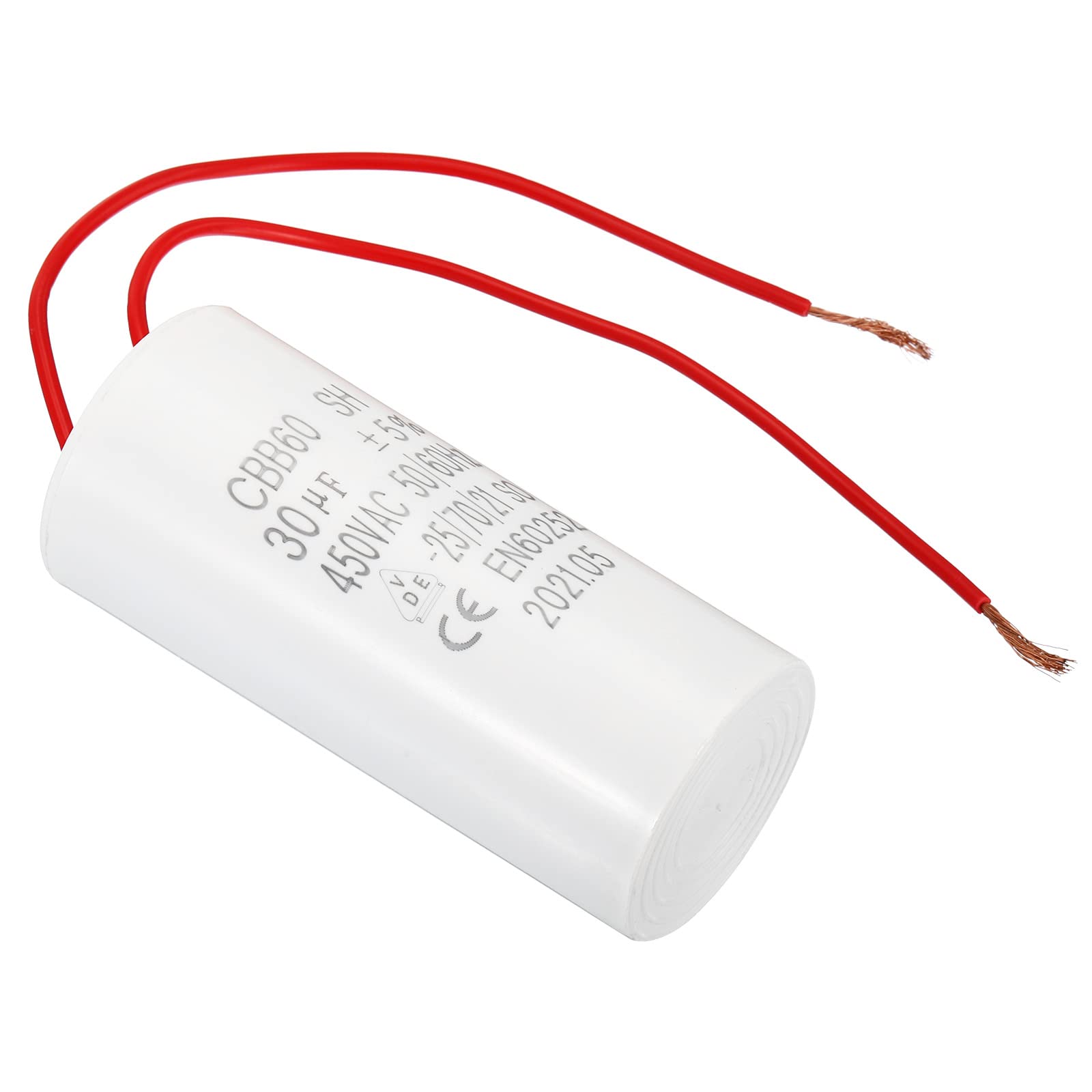 PATIKIL CBB60 30uF Running Capacitor,1Pcs AC 450V 50/60Hz Cylinder Bottom with 2 Wires 12cm for Washing machine,Water Pump Motor Star,1.52 x 3.51inch